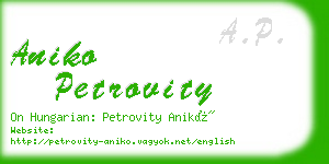 aniko petrovity business card